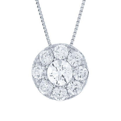 14k White Gold Diamond Cluster Pendant - 0.80ct