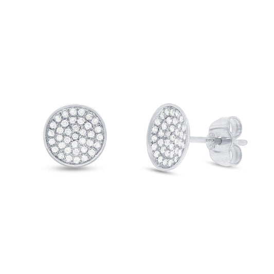 14k White Gold Diamond Pave Stud Earring - 0.19ct