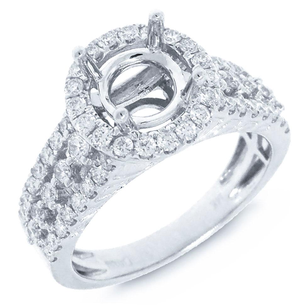 14k White Gold Diamond Semi-mount Ring - 0.77ct