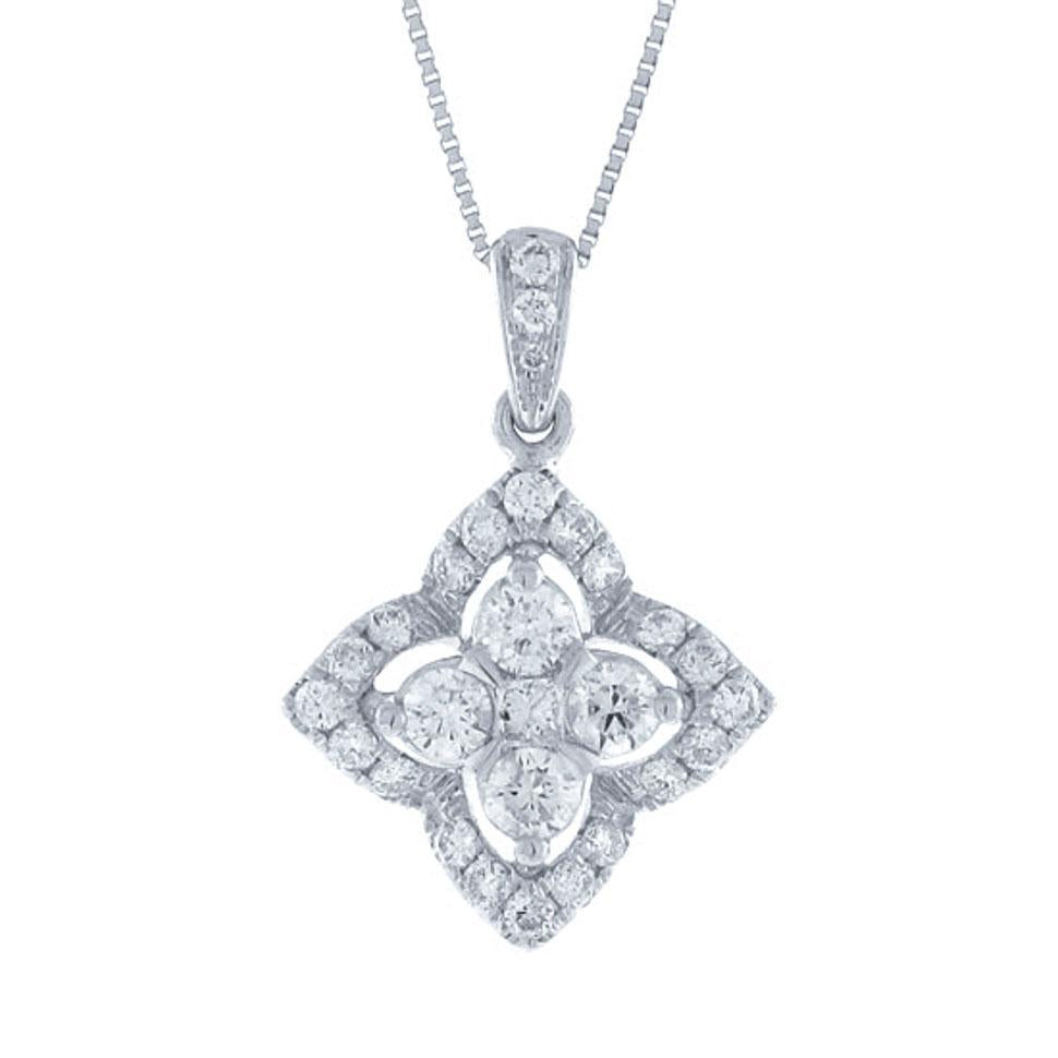 14k White Gold Diamond Pendant - 0.55ct