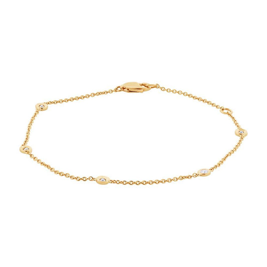 14k Yellow Gold 7'' Diamonds By The Yard Bracelet - 0.13ct