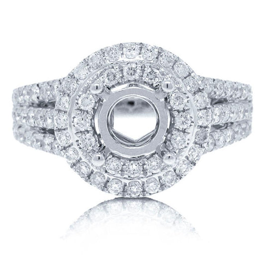 14k White Gold Diamond Semi-mount Ring - 0.85ct