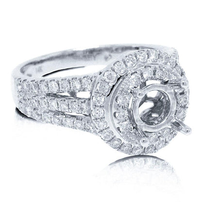 14k White Gold Diamond Semi-mount Ring - 0.85ct