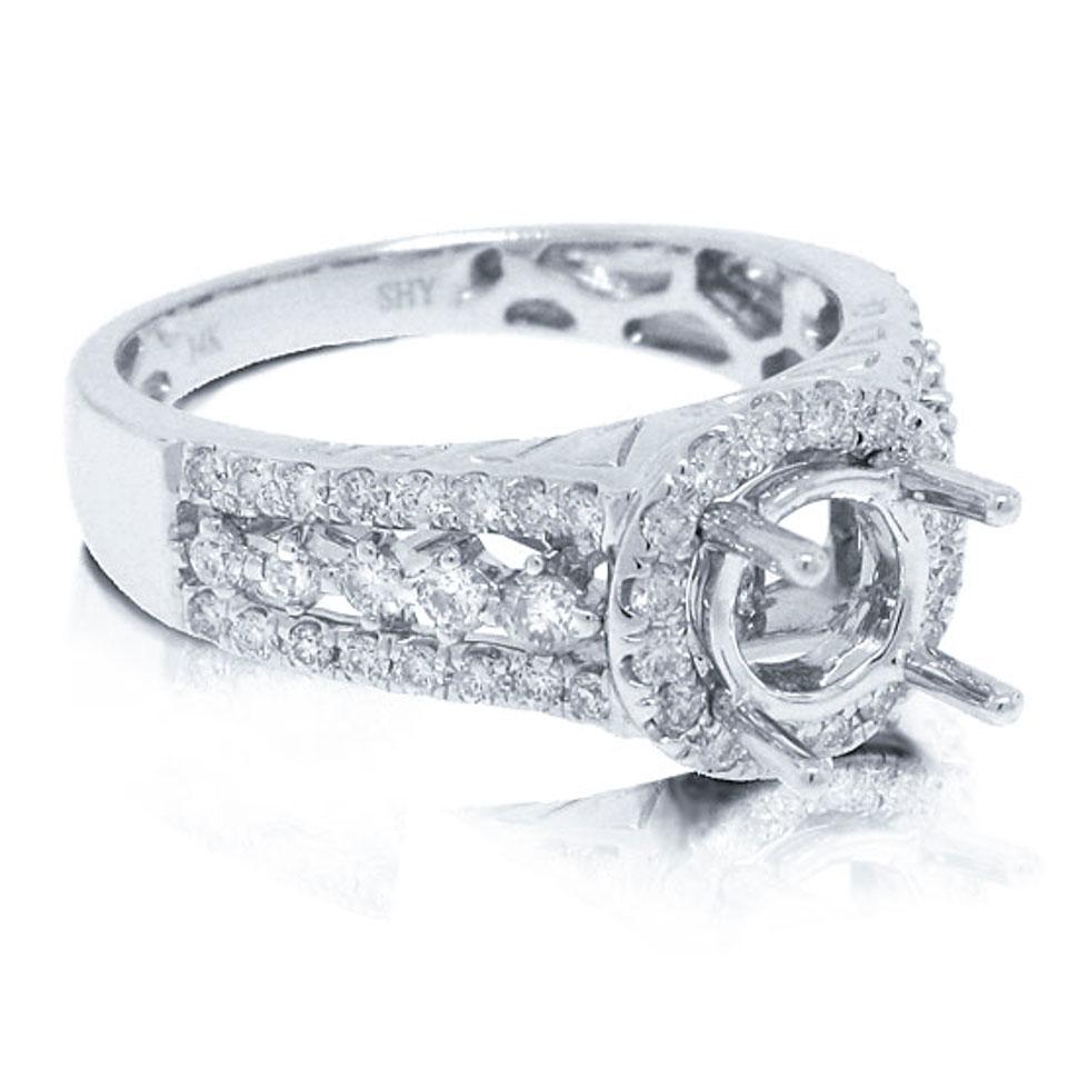 14k White Gold Diamond Semi-mount Ring - 0.65ct