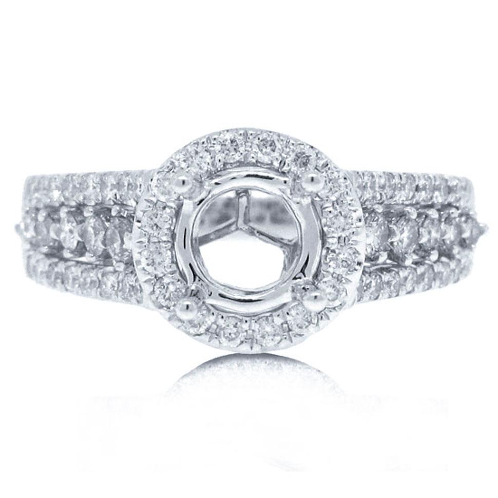 14k White Gold Diamond Semi-mount Ring - 0.65ct