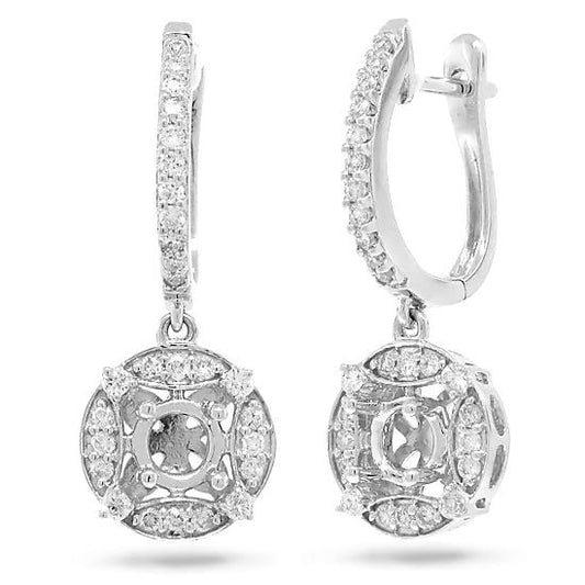 14k White Gold Diamond Semi-mount Earring - 0.50ct