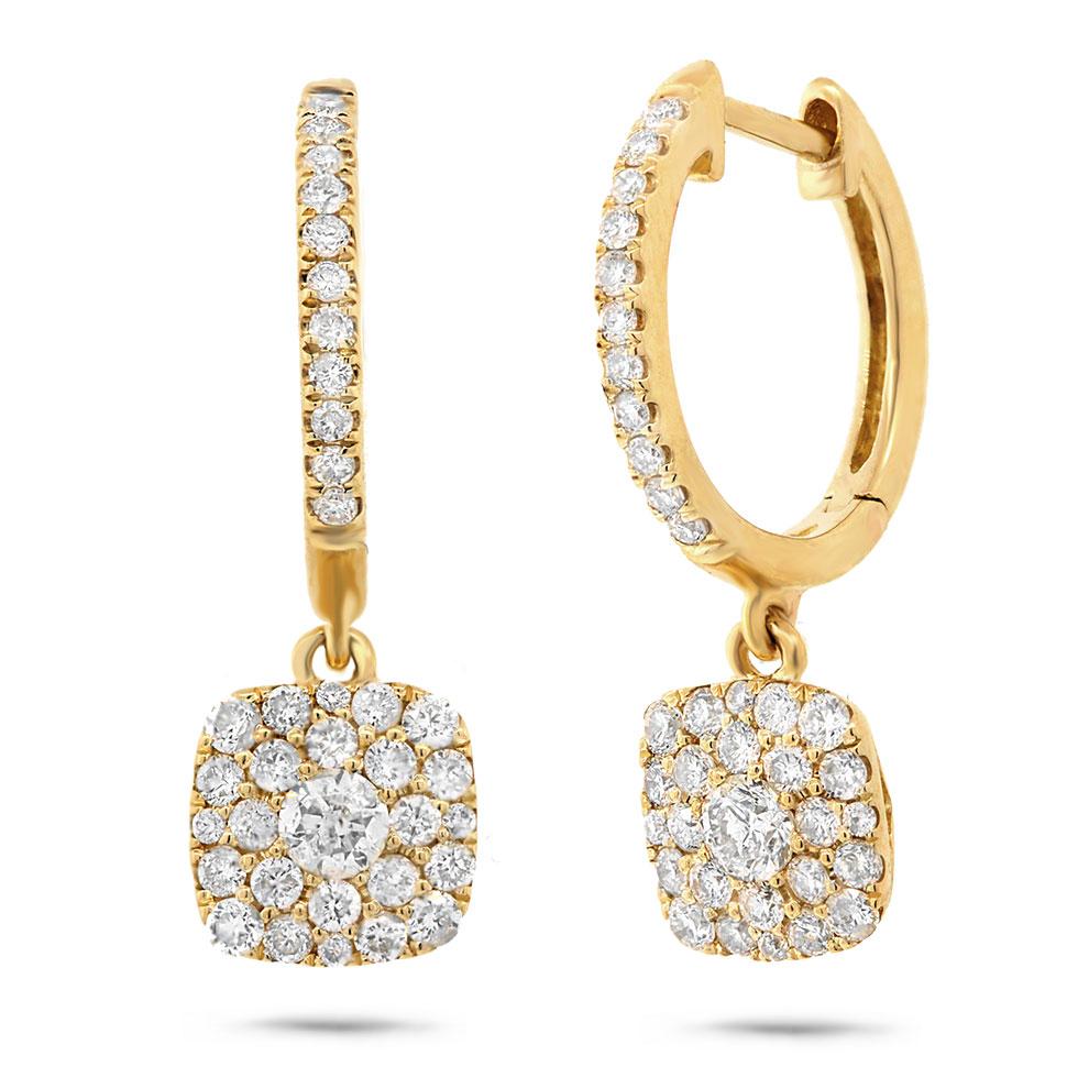 14k Yellow Gold Diamond Cluster Earring - 0.70ct