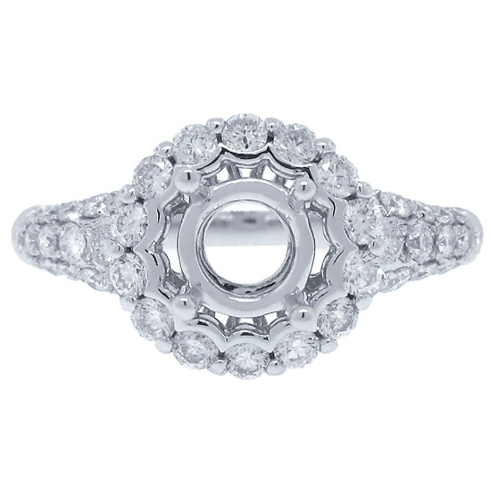 18k White Gold Diamond Semi-mount Ring - 0.87ct