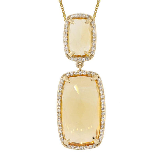 Diamond & 8.91ct Citrine 14k Yellow Gold Pendant - 0.21ct