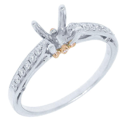 18k Two-tone Rose Gold Diamond Semi-mount Ring - 0.18ct