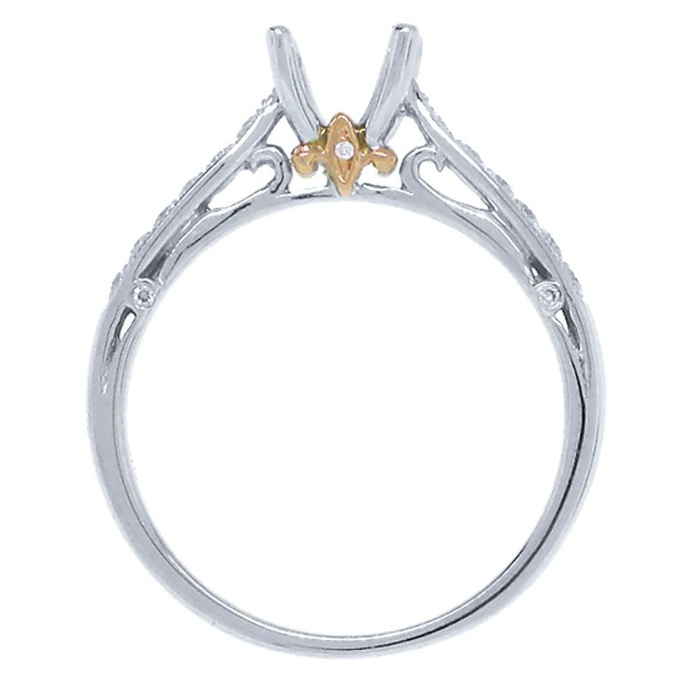 18k Two-tone Rose Gold Diamond Semi-mount Ring - 0.18ct