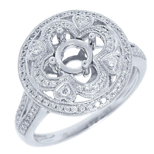 14k White Gold Diamond Semi-mount Ring - 0.32ct