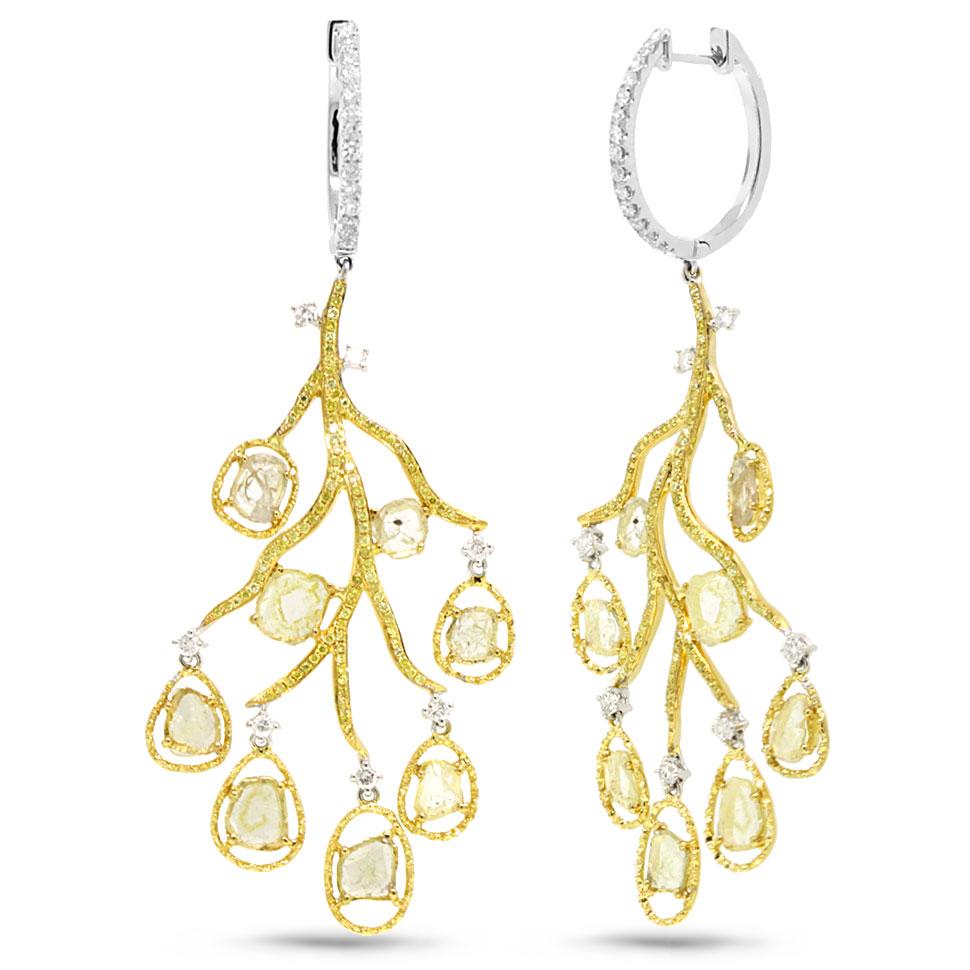 18k Two-tone Gold Fancy Color Diamond Earring - 4.31ct