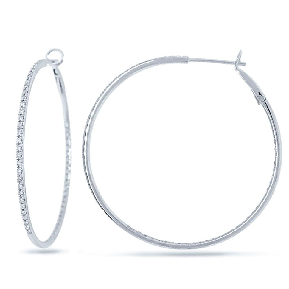 14k White Gold Diamond Hoop Earring - 0.69ct