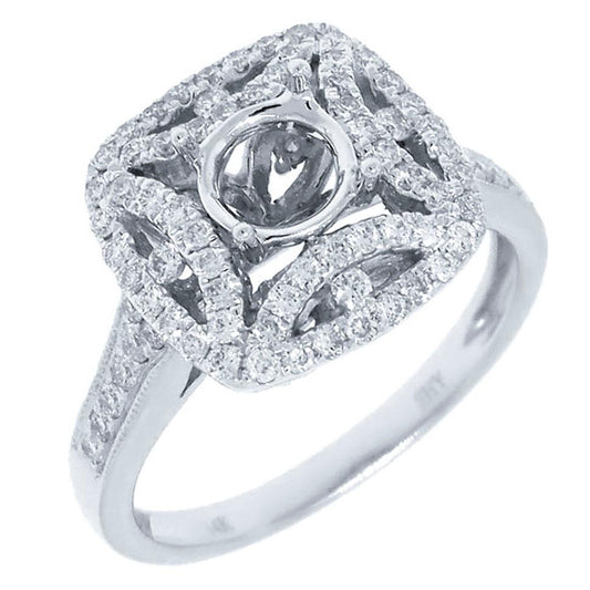 14k White Gold Diamond Semi-mount Ring - 0.66ct