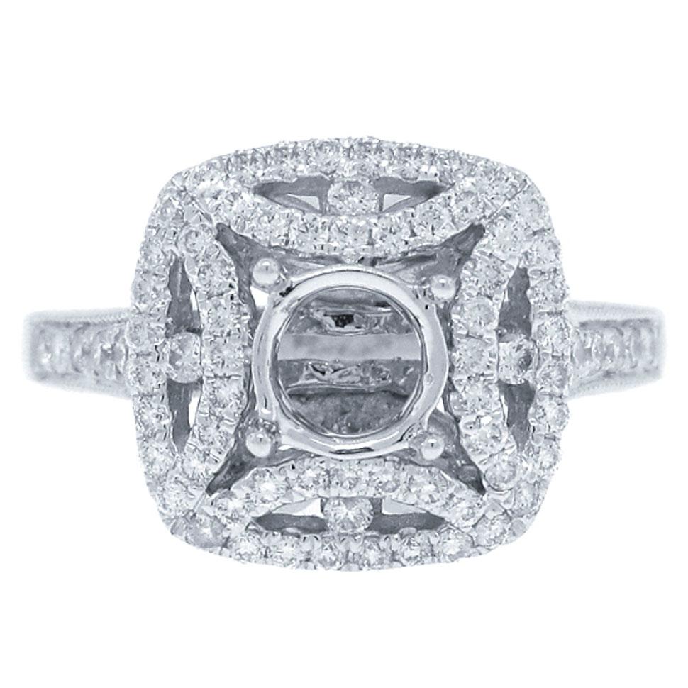 14k White Gold Diamond Semi-mount Ring - 0.66ct