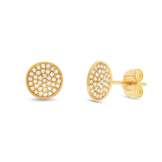 18k Yellow Gold Diamond Pave Stud Earring - 0.19ct