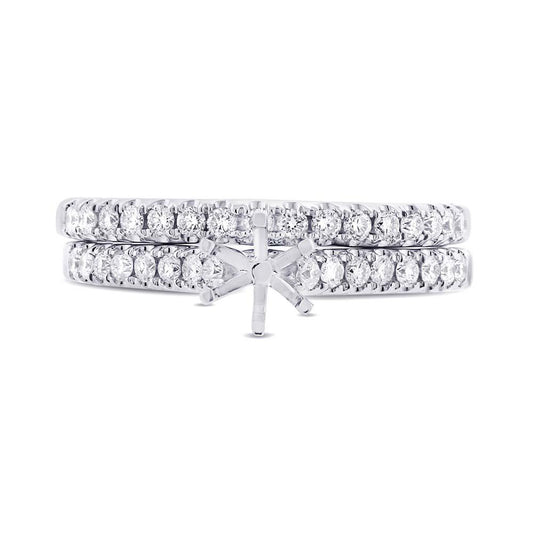 14k White Gold Diamond Semi-mount Ring 2-pc - 0.48ct