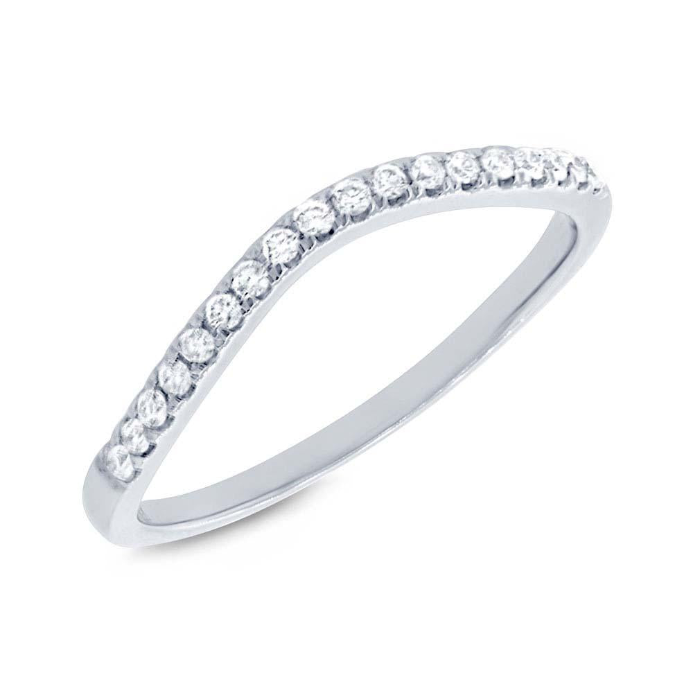 14k White Gold Diamond Lady's Curved Band Size 6 - 0.19ct