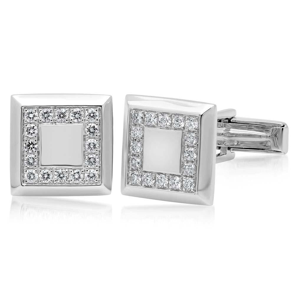 14k White Gold Diamond Cuff Links - 0.82ct