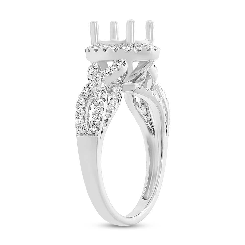 14k White Gold Diamond Semi-mount Ring for 1.25ct Center Size 6 - 0.55ct