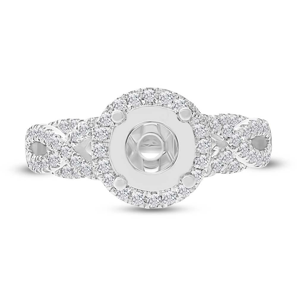 14k White Gold Diamond Semi-mount Ring for 1.25ct Center Size 6 - 0.55ct