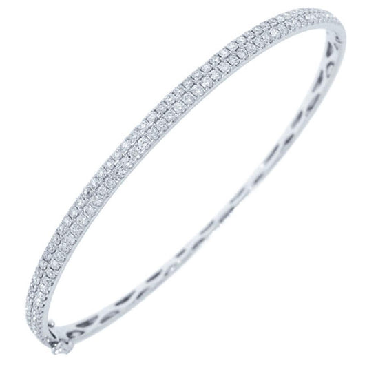 14k White Gold Diamond Bangle - 1.96ct