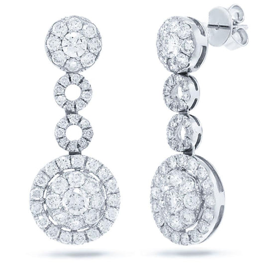 14k White Gold Diamond Round Invisible Earring - 2.77ct