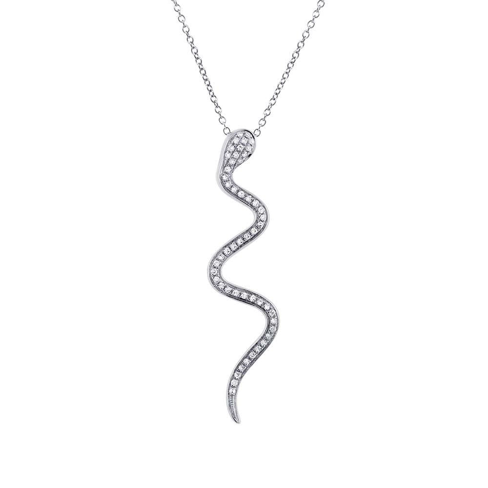 14k White Gold Diamond Snake Pendant - 0.19ct