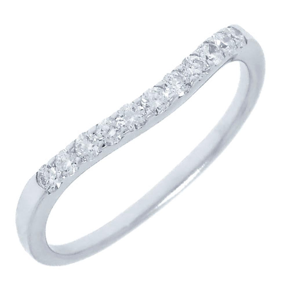 14k White Gold Diamond Lady's Curved Band