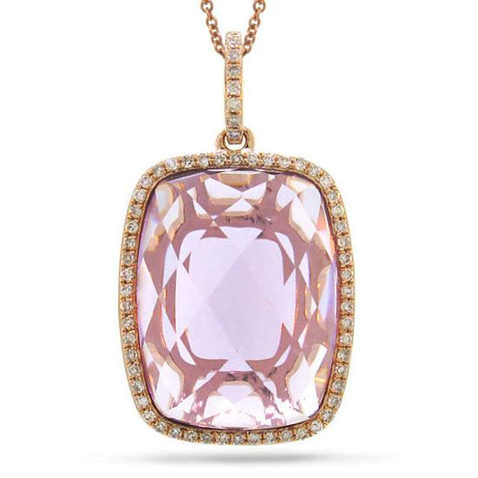 Diamond & 8.60ct Amethyst 14k Rose Gold Pendant - 0.19ct