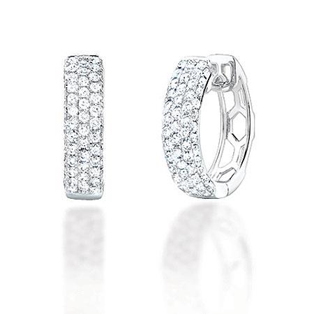 14k White Gold Diamond Hoop Pave Earring - 1.30ct