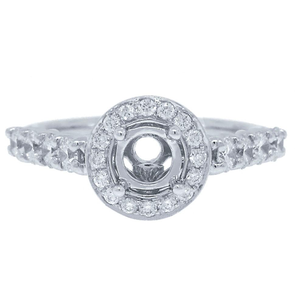 14k White Gold Diamond Semi-mount Ring - 0.86ct