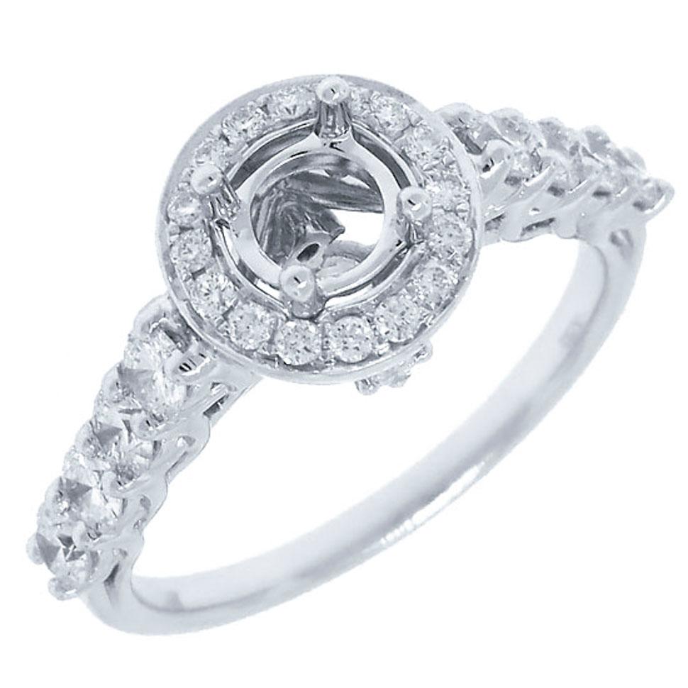 14k White Gold Diamond Semi-mount Ring - 0.86ct