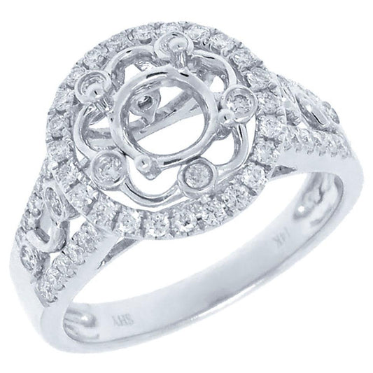 14k White Gold Diamond Semi-mount Ring - 0.52ct