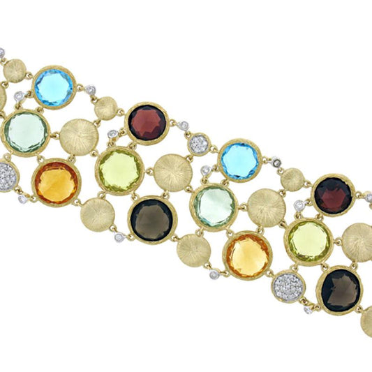 Diamond & 89.84ct Multicolor Stone 14k Yellow Gold Bracelet - 0.66ct