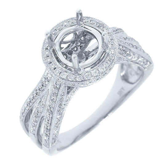 14k White Gold Diamond Semi-mount Ring - 0.75ct