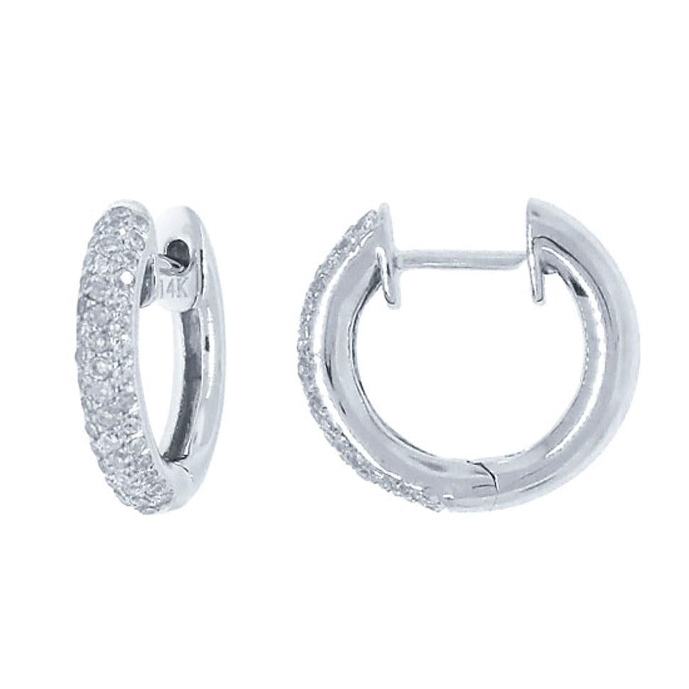 14k White Gold Diamond Huggie Earring