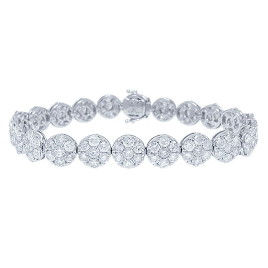 18k White Gold Diamond Cluster Lady's Bracelet - 11.80ct