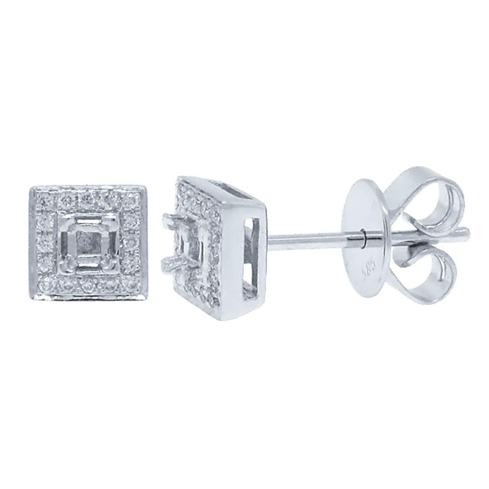 14k White Gold Diamond Semi-mount Earring - 0.09ct