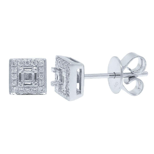 14k White Gold Diamond Semi-mount Earring - 0.09ct