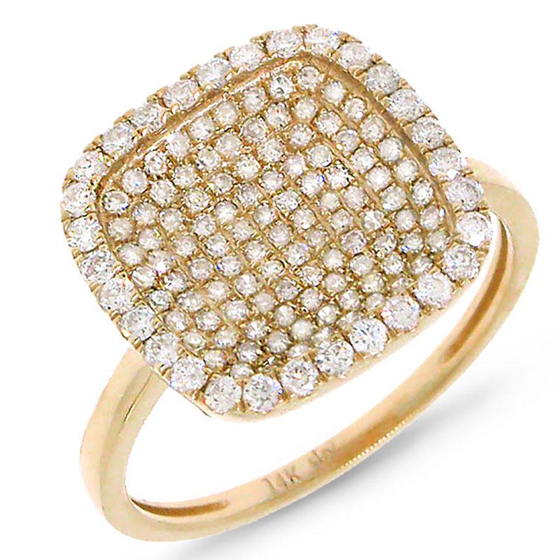 14k Yellow Gold Diamond Pave Lady's Ring - 0.60ct