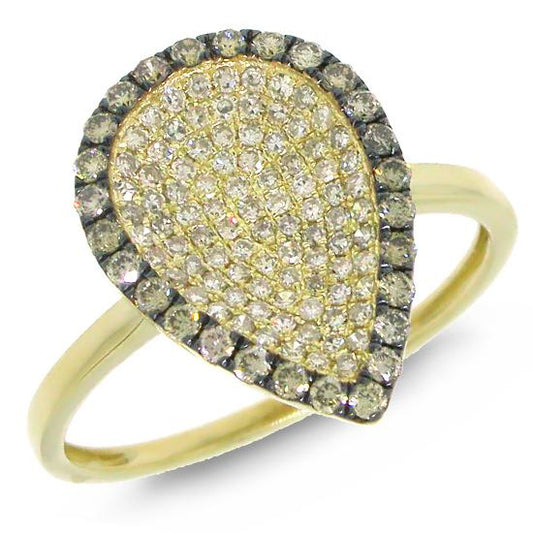 14k Yellow Gold White & Champagne Diamond Ring - 0.50ct