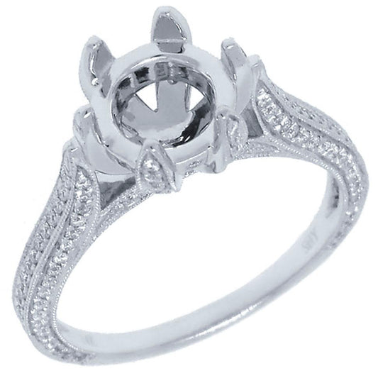 14k White Gold Diamond Semi-mount Ring - 0.48ct