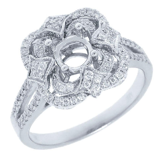 14k White Gold Diamond Semi-mount Engagement Ring - 0.33ct