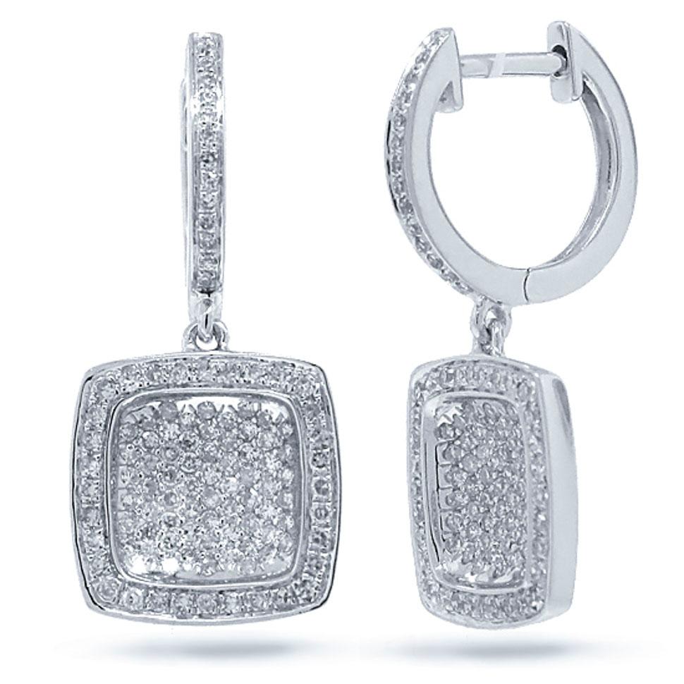 14k White Gold Diamond Pave Earring - 0.66ct