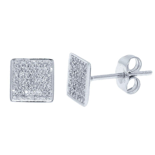 14k White Gold Diamond Pave Square Earring - 0.23ct