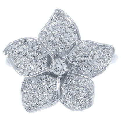 14k White Gold Diamond Flower Ring - 0.51ct V0294