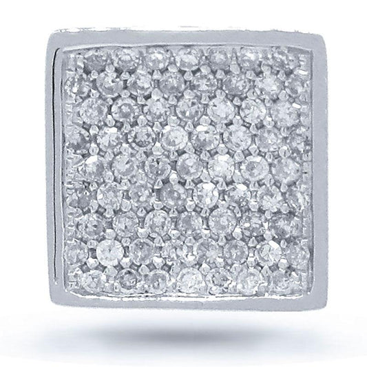 14k White Gold Diamond Pave Square Pendant - 0.23ct