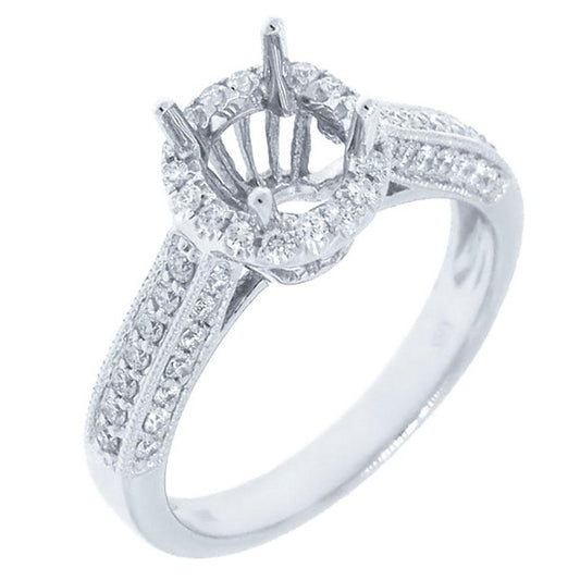 14k White Gold Diamond Semi-mount Ring - 0.48ct